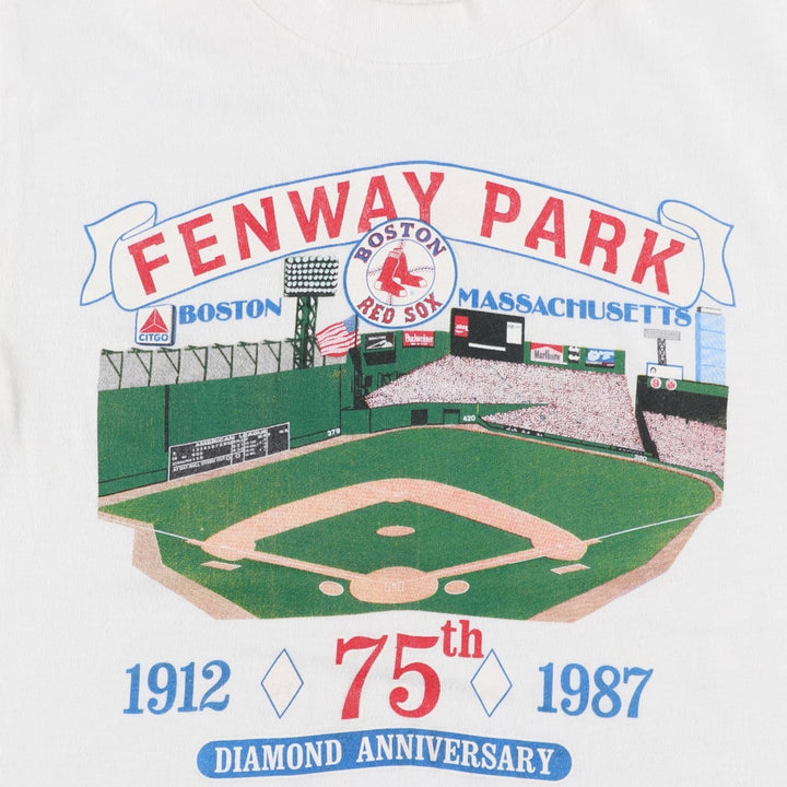 80'S MY SHIRT MLB BOSTON RED SOX Boston Red Sox Sports Print T-Shirt, Made in USA, Men's Size M (approx.), Vintage cotton white type Vintage Second Hand
