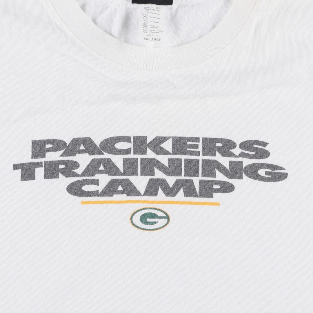 NFL Green Bay Packers sports print t-shirt, made in USA, men's size XXL equivalent. cotton white type Vintage Second Hand