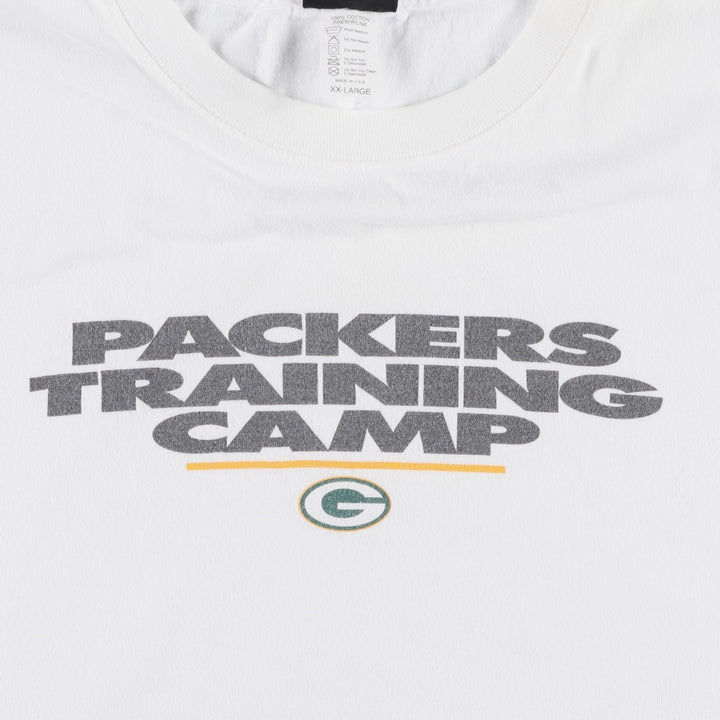 NFL Green Bay Packers sports print t-shirt, made in USA, men's size XXL equivalent. cotton white type Vintage Second Hand