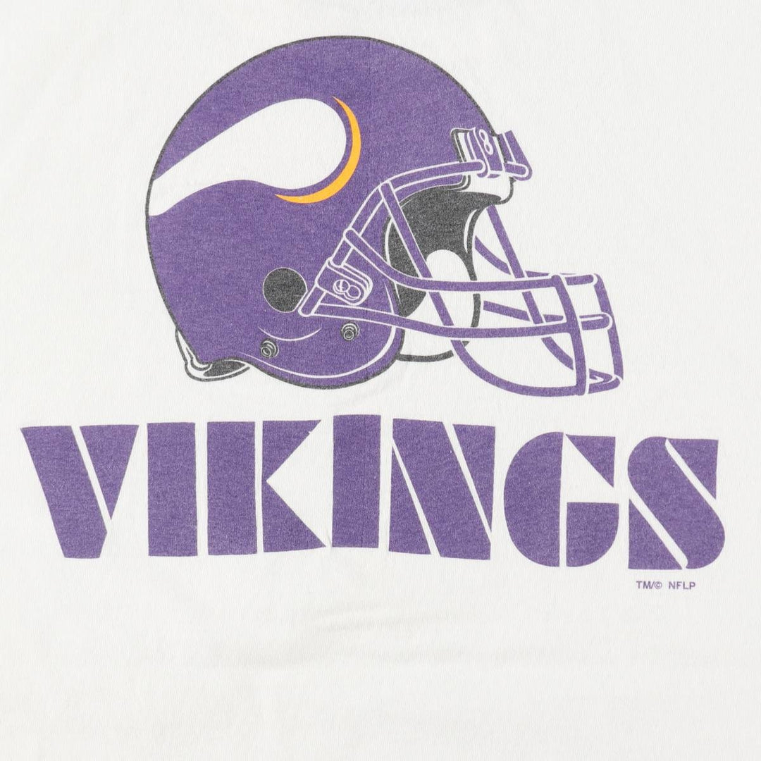 90'S All Sport NFL MINNESOTA VIKINGS Sports Print T-Shirt, Made in USA, Men's XL (approx.) cotton white type Vintage Second Hand