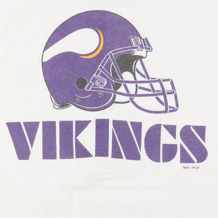 90'S All Sport NFL MINNESOTA VIKINGS Sports Print T-Shirt, Made in USA, Men's XL (approx.) cotton white type Vintage Second Hand