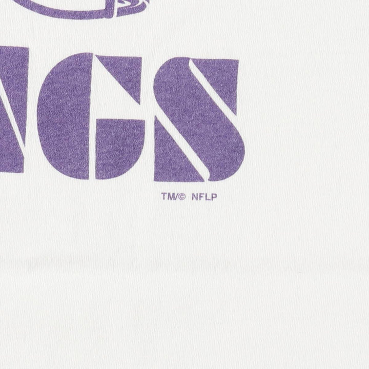 90'S All Sport NFL MINNESOTA VIKINGS Sports Print T-Shirt, Made in USA, Men's XL (approx.) cotton white type Vintage Second Hand
