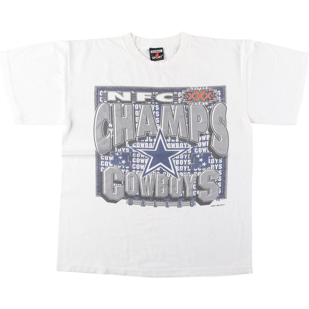 90'S SIGNAL NFL Dallas Cowboys SUPER BOWL XXX Sports Print T-Shirt, Made in USA, Men's Size L (Equivalent), Vintage cotton white type Vintage Second Hand