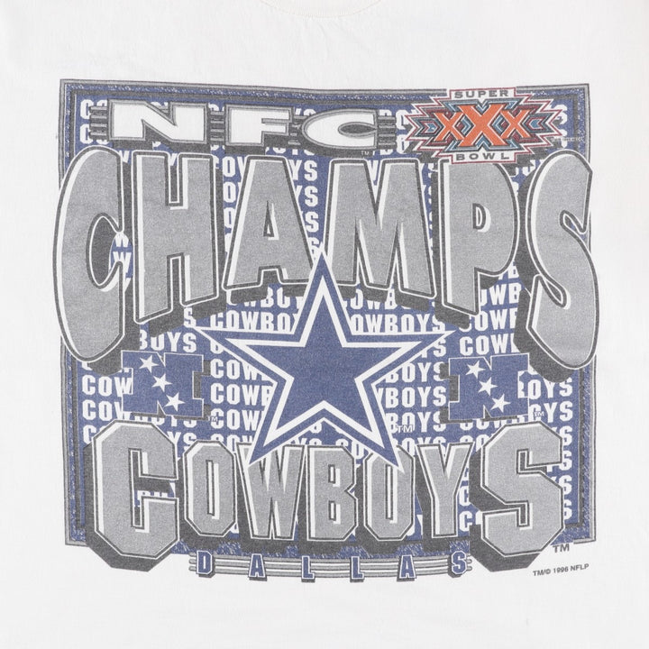 90'S SIGNAL NFL Dallas Cowboys SUPER BOWL XXX Sports Print T-Shirt, Made in USA, Men's Size L (Equivalent), Vintage cotton white type Vintage Second Hand