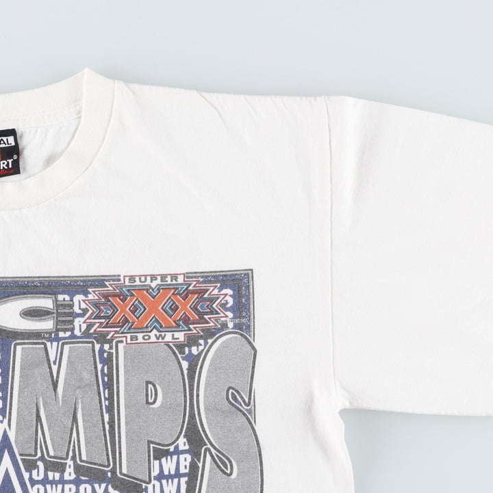 90'S SIGNAL NFL Dallas Cowboys SUPER BOWL XXX Sports Print T-Shirt, Made in USA, Men's Size L (Equivalent), Vintage cotton white type Vintage Second Hand