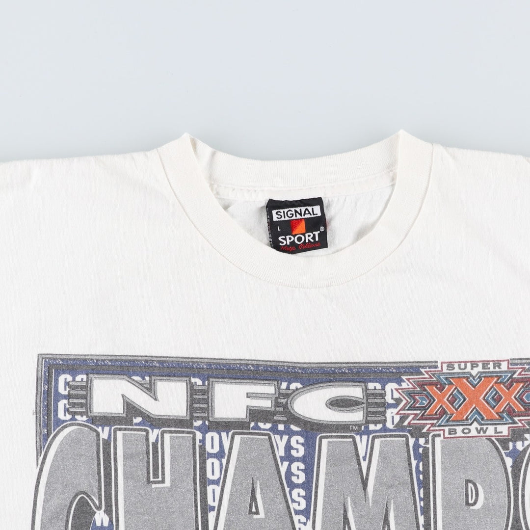 90'S SIGNAL NFL Dallas Cowboys SUPER BOWL XXX Sports Print T-Shirt, Made in USA, Men's Size L (Equivalent), Vintage cotton white type Vintage Second Hand