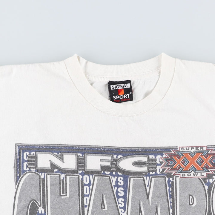 90'S SIGNAL NFL Dallas Cowboys SUPER BOWL XXX Sports Print T-Shirt, Made in USA, Men's Size L (Equivalent), Vintage cotton white type Vintage Second Hand