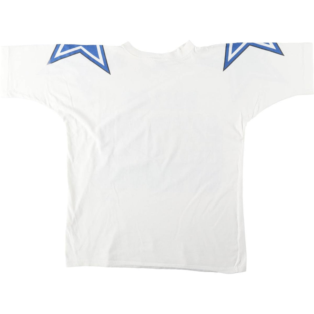 90'S APEX ONE NFL DALLAS COWBOYS Large Print Logo T-Shirt, Made in USA, Men's Size L (approx.) cotton white type Vintage Second Hand