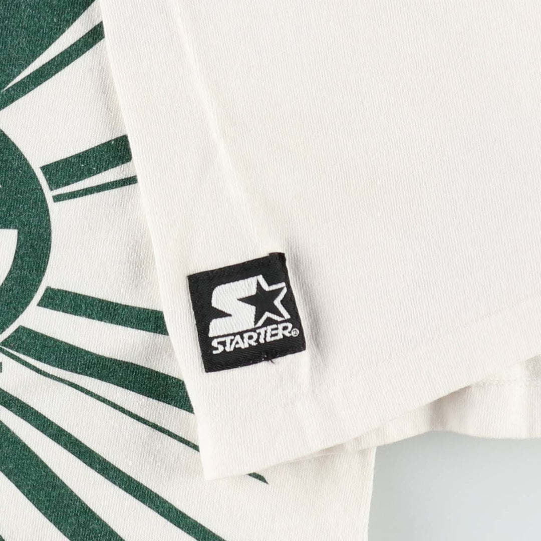 90'S Starter NFL Green Bay Packers sports print T-shirt, Made in USA, Men's XL equivalent. cotton pale white type Vintage Second Hand