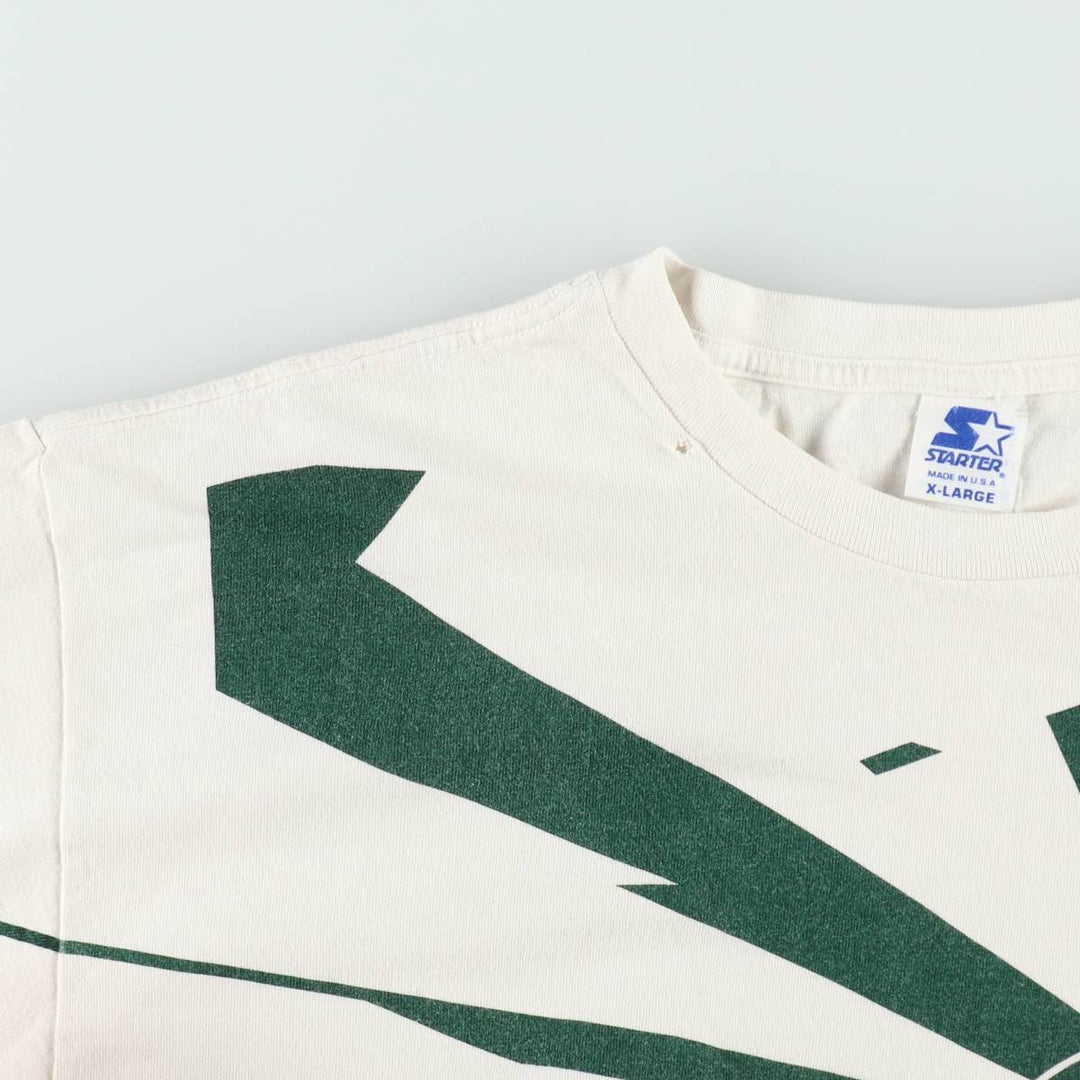 90'S Starter NFL Green Bay Packers sports print T-shirt, Made in USA, Men's XL equivalent. cotton pale white type Vintage Second Hand