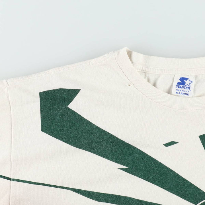 90'S Starter NFL Green Bay Packers sports print T-shirt, Made in USA, Men's XL equivalent. cotton pale white type Vintage Second Hand