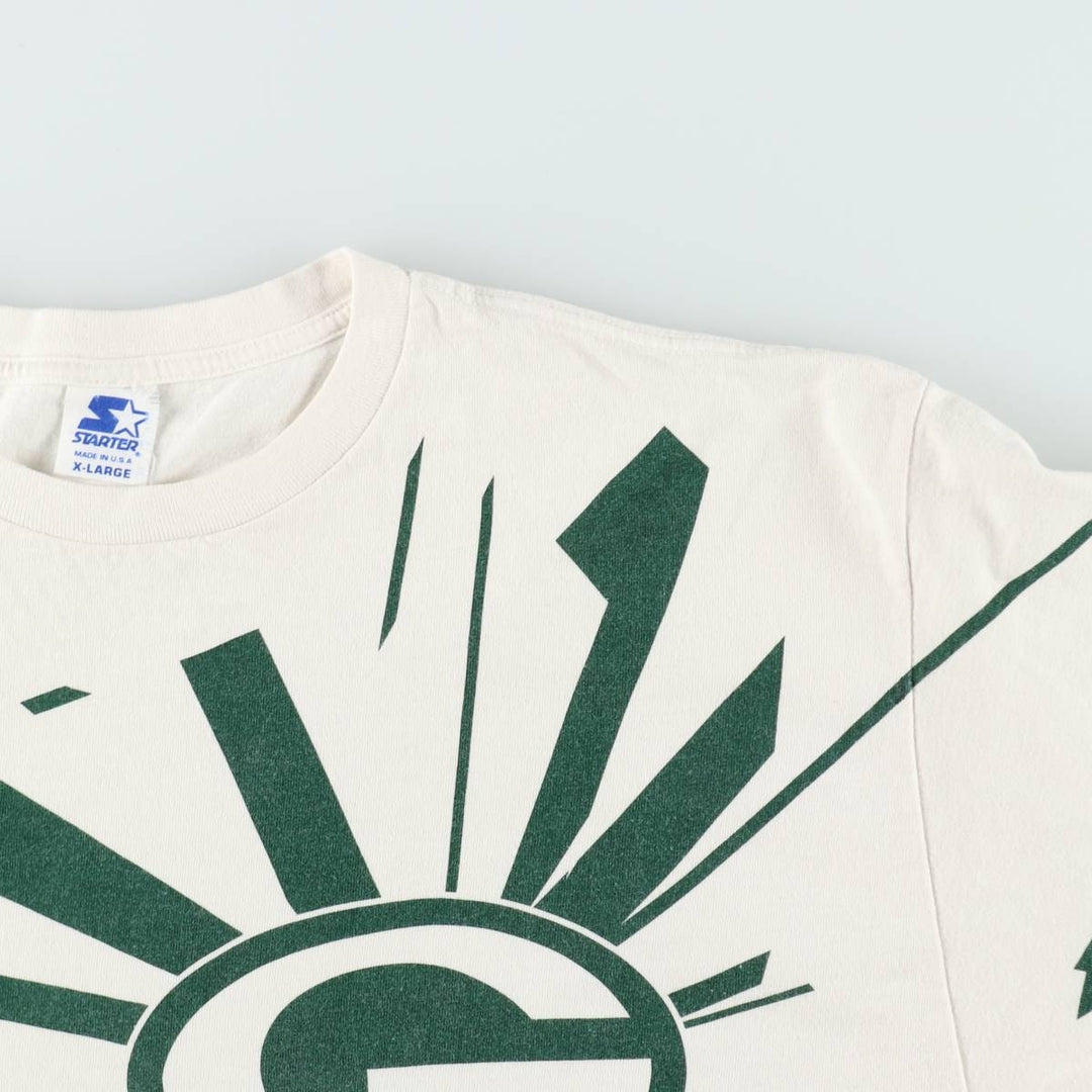 90'S Starter NFL Green Bay Packers sports print T-shirt, Made in USA, Men's XL equivalent. cotton pale white type Vintage Second Hand