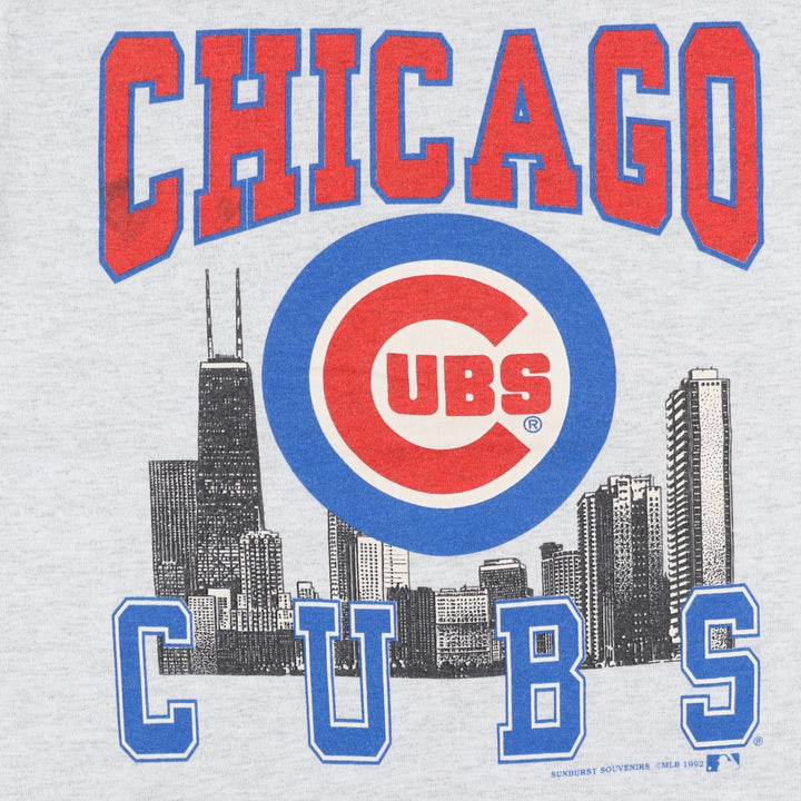 90'S Screen Stars MLB Chicago Cubs Sports Print T-Shirt, Made in USA, Men's Size M (approx.), Vintage cotton gray type Vintage Second Hand