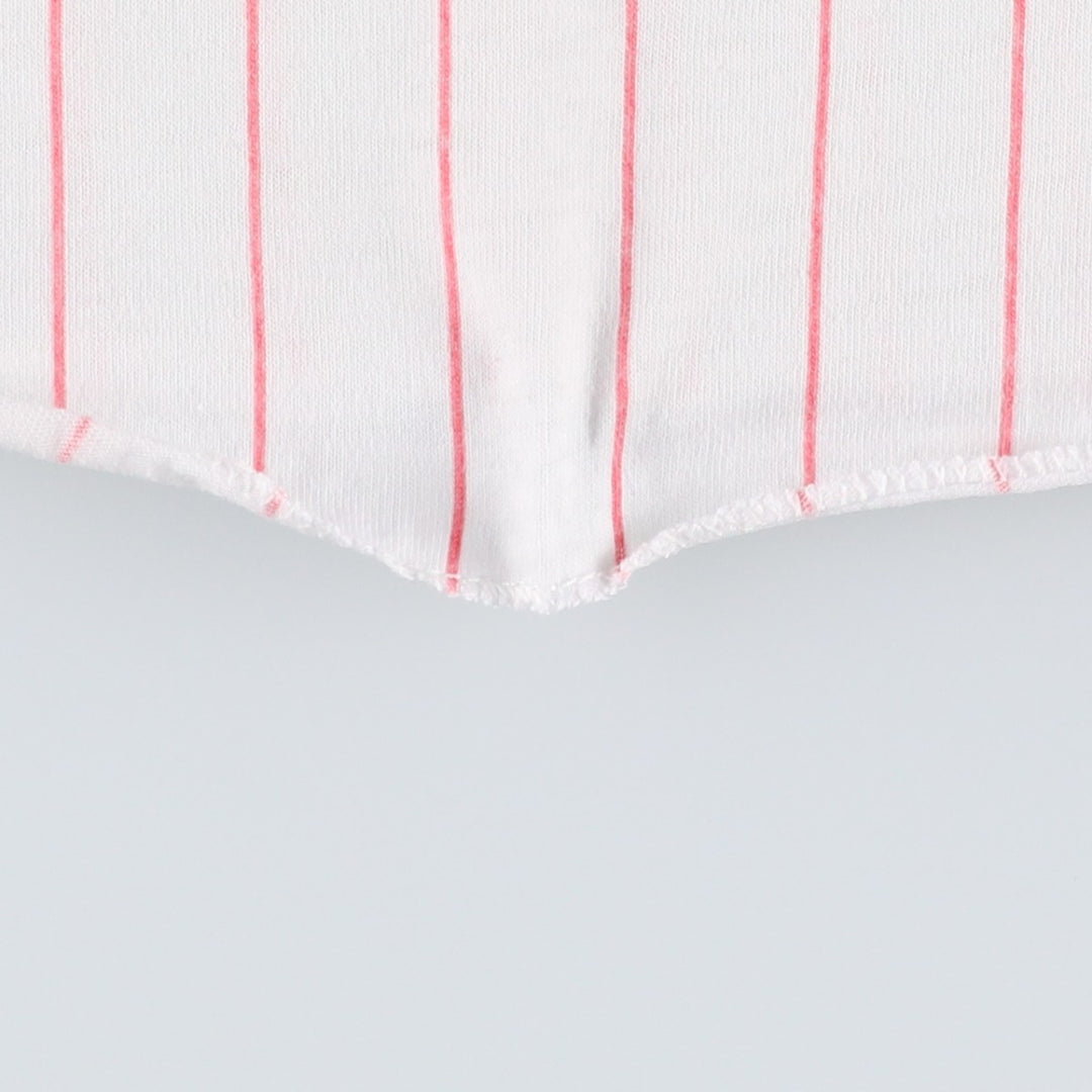 MLB St. Louis Cardinals Stripe Pattern Henley Neck 3/4 Sleeve Logo Print T-Shirt, Men's Size M (Equivalent), Vintage unclear white type Vintage Second Hand