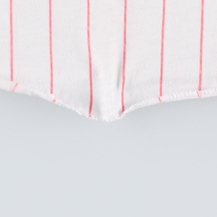 MLB St. Louis Cardinals Stripe Pattern Henley Neck 3/4 Sleeve Logo Print T-Shirt, Men's Size M (Equivalent), Vintage unclear white type Vintage Second Hand