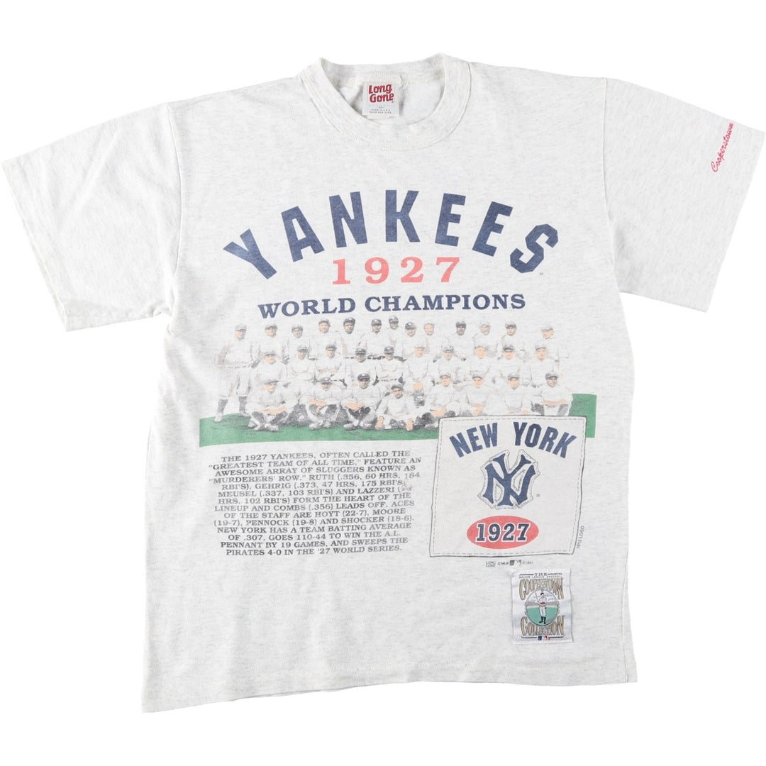 90'S Long Gone MLB New York Yankees sports print T-shirt, Made in USA, Men's size M (approx.) unclear gray type Vintage Second Hand