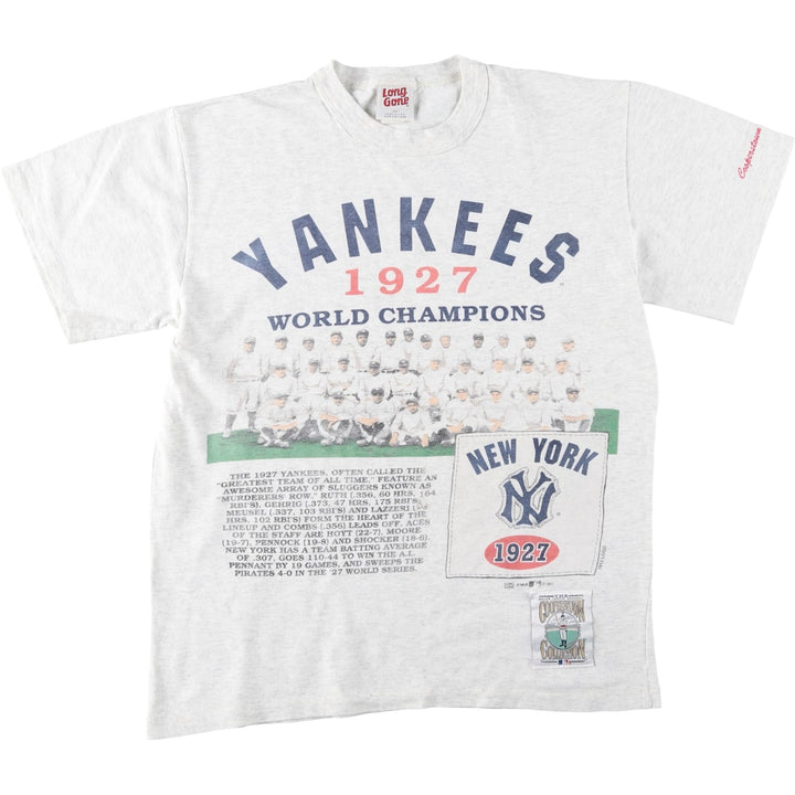90'S Long Gone MLB New York Yankees sports print T-shirt, Made in USA, Men's size M (approx.) unclear gray type Vintage Second Hand