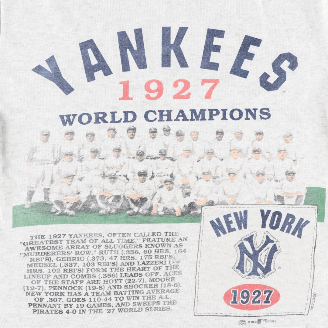 90'S Long Gone MLB New York Yankees sports print T-shirt, Made in USA, Men's size M (approx.) unclear gray type Vintage Second Hand