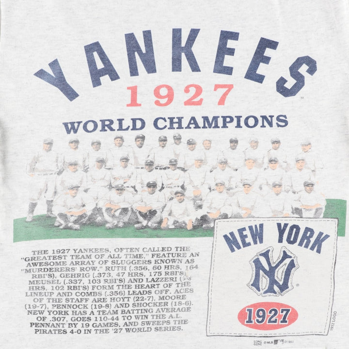 90'S Long Gone MLB New York Yankees sports print T-shirt, Made in USA, Men's size M (approx.) unclear gray type Vintage Second Hand