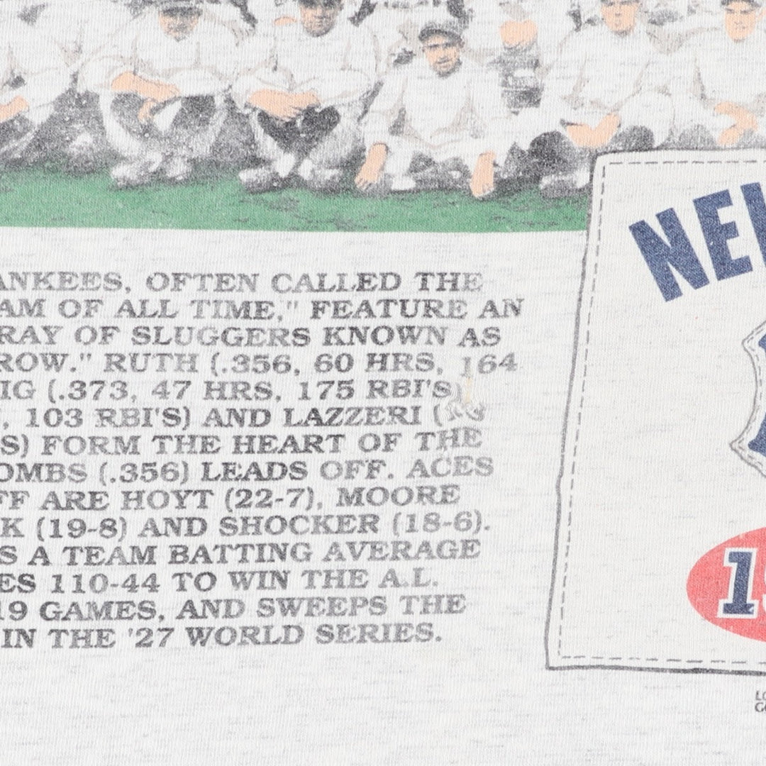 90'S Long Gone MLB New York Yankees sports print T-shirt, Made in USA, Men's size M (approx.) unclear gray type Vintage Second Hand