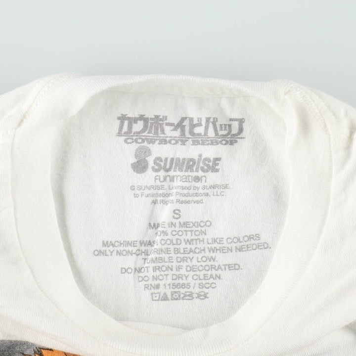 COWBOY BEEBOP Anime Character Print T-Shirt (Men's Size S) cotton white type Vintage Second Hand