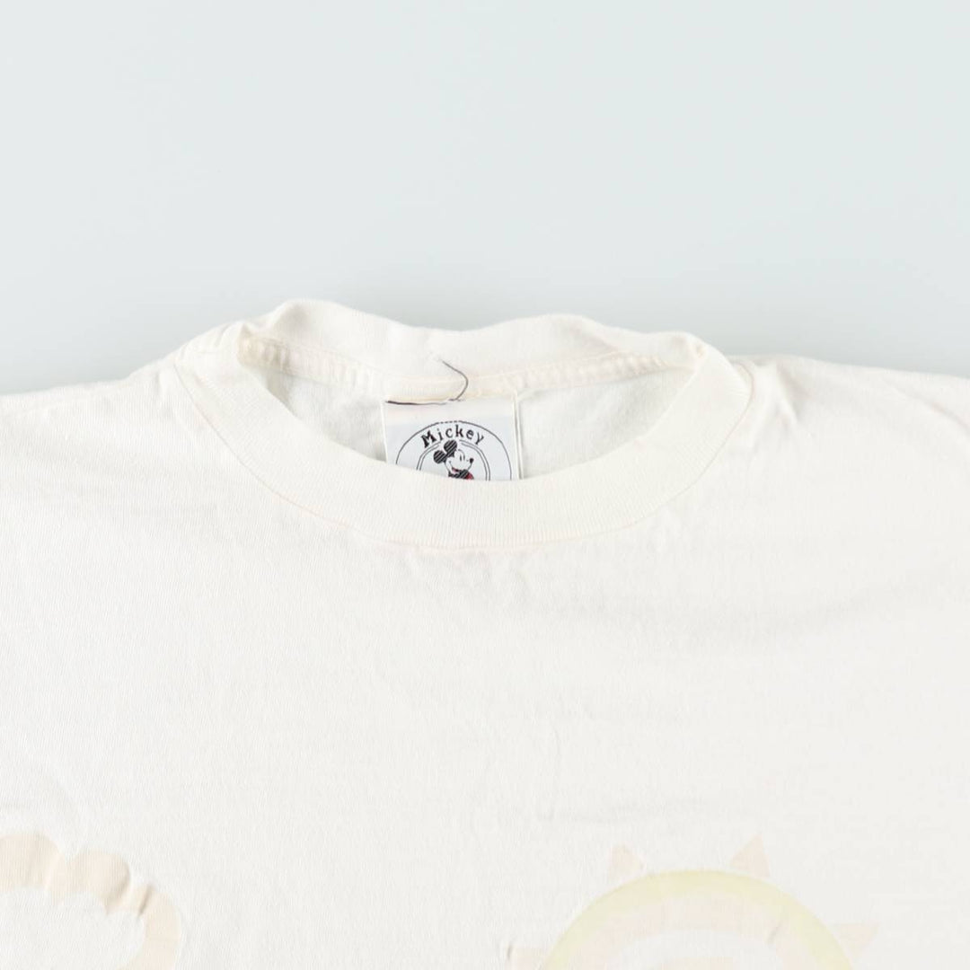 ~90'S Disney MICKEY MOUSE character print T-shirt, men's size L equivalent, vintage unclear white type Vintage Second Hand