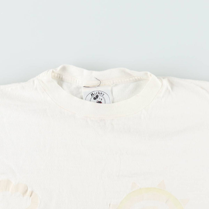 ~90'S Disney MICKEY MOUSE character print T-shirt, men's size L equivalent, vintage unclear white type Vintage Second Hand
