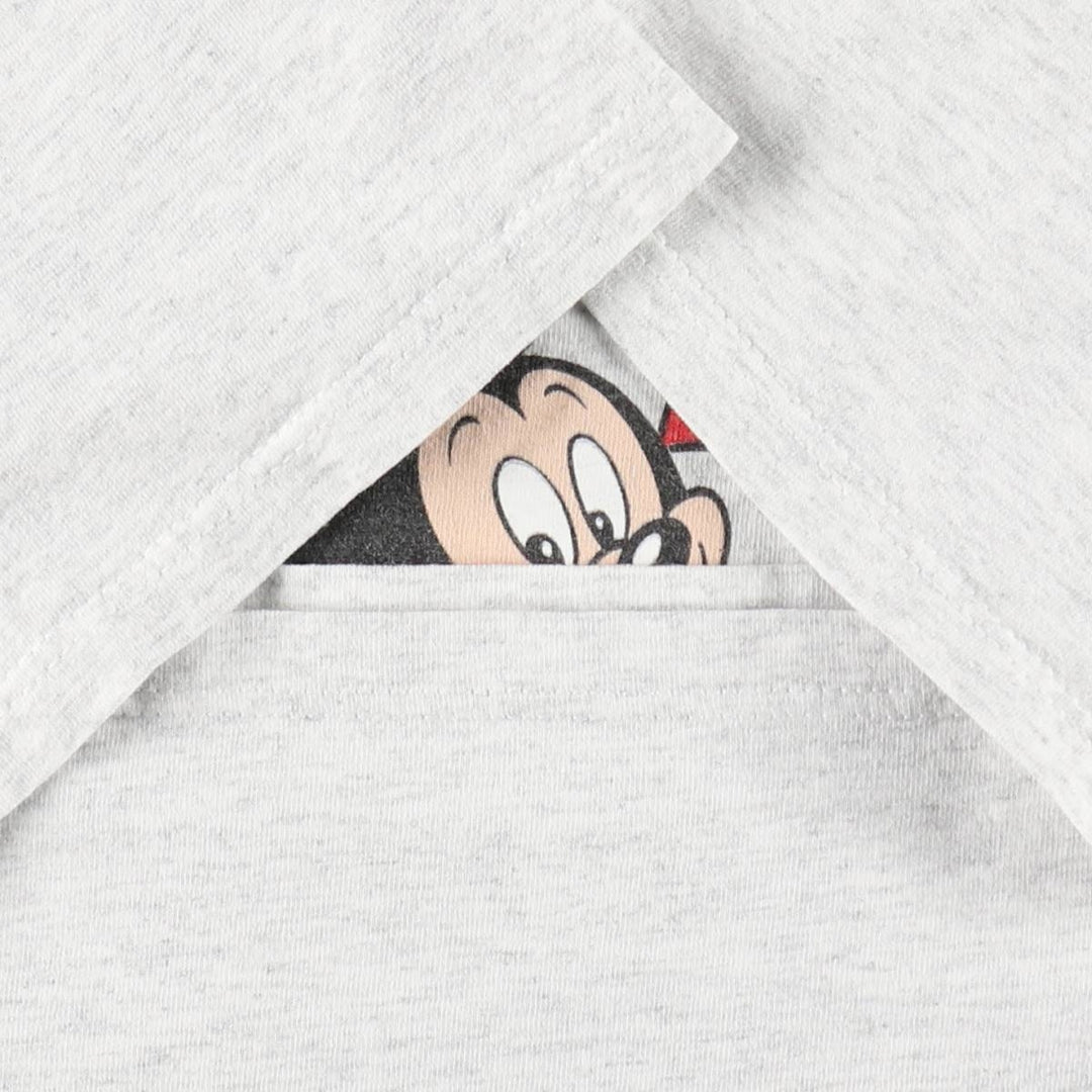 90'S Disney MICKEY MOUSE character print T-shirt, Made in USA, Men's XL equivalent, Vintage cotton gray type Vintage Second Hand
