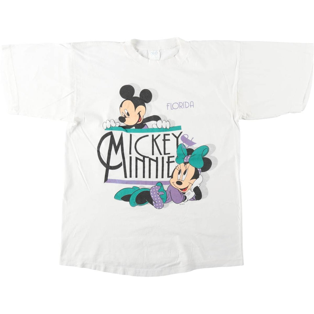 90'S Sherry's Mickey Mouse Character Print T-Shirt, Men's Size L (approx.), Vintage unclear white type Vintage Second Hand