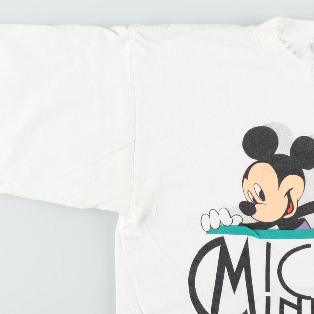 90'S Sherry's Mickey Mouse Character Print T-Shirt, Men's Size L (approx.), Vintage unclear white type Vintage Second Hand
