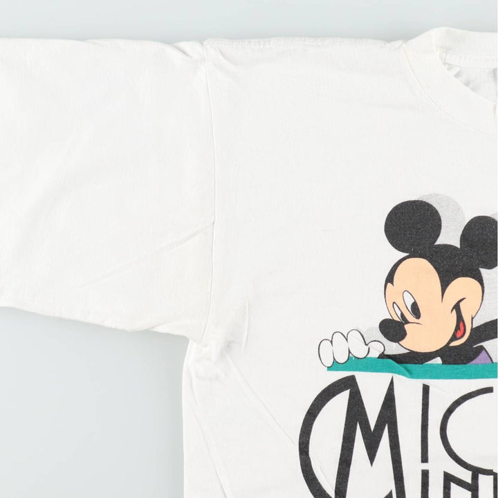 90'S Sherry's Mickey Mouse Character Print T-Shirt, Men's Size L (approx.), Vintage unclear white type Vintage Second Hand