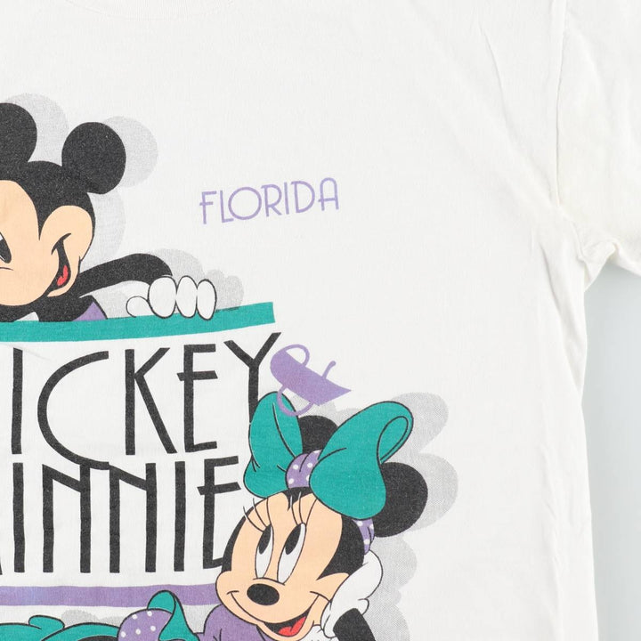 90'S Sherry's Mickey Mouse Character Print T-Shirt, Men's Size L (approx.), Vintage unclear white type Vintage Second Hand