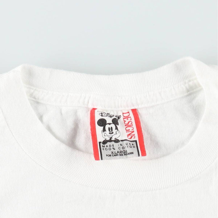90'S Disney MICKEY MOUSE character print T-shirt, Made in USA, Men's XL equivalent, Vintage cotton white type Vintage Second Hand