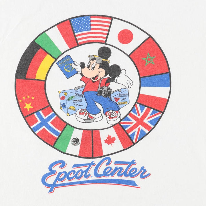90'S Disney MICKEY MOUSE character print T-shirt, Made in USA, Men's XL equivalent, Vintage cotton white type Vintage Second Hand