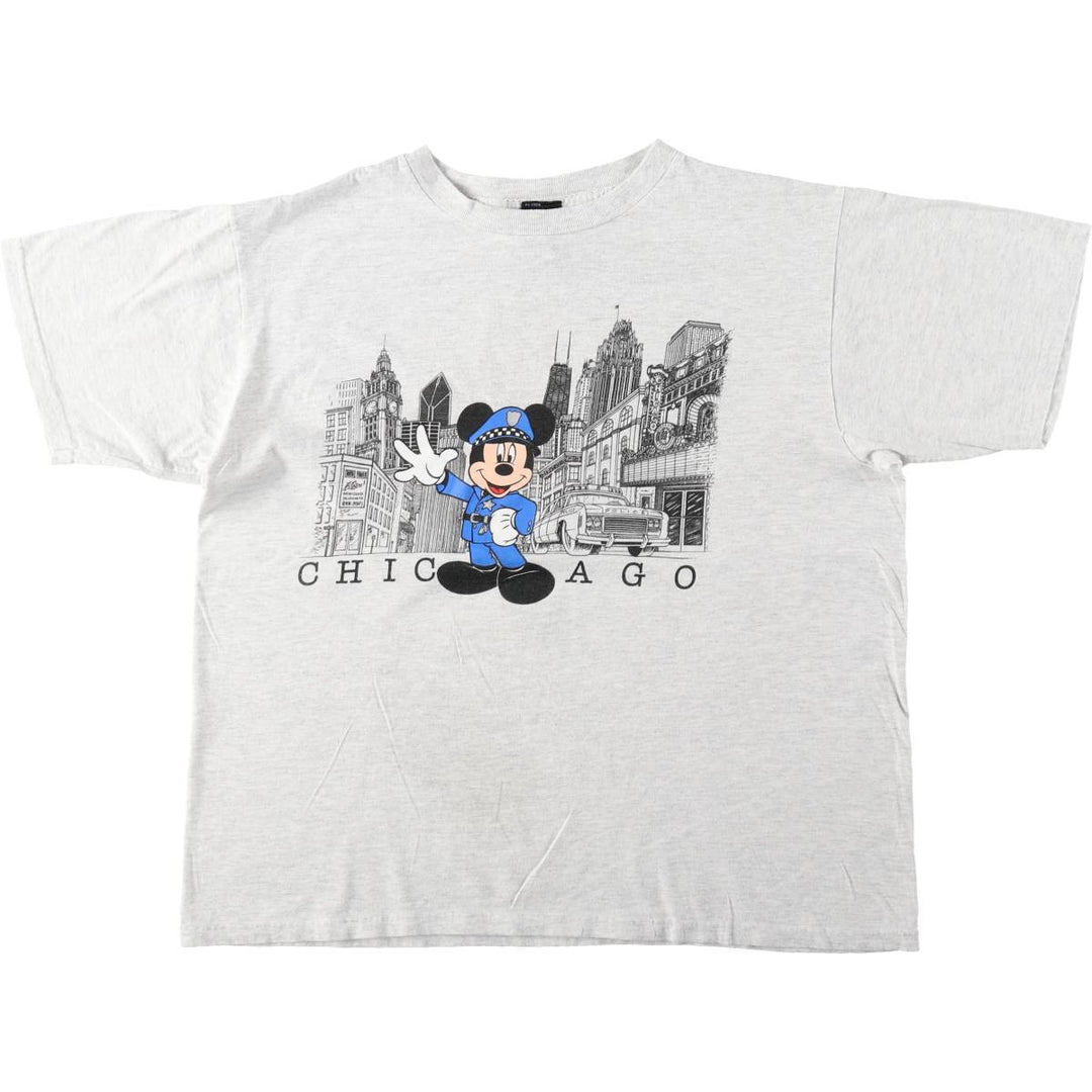 MICKEY UNLIMITED MICKEY MOUSE Mickey Mouse character print T-shirt Men's XL size cotton gray type Vintage Second Hand