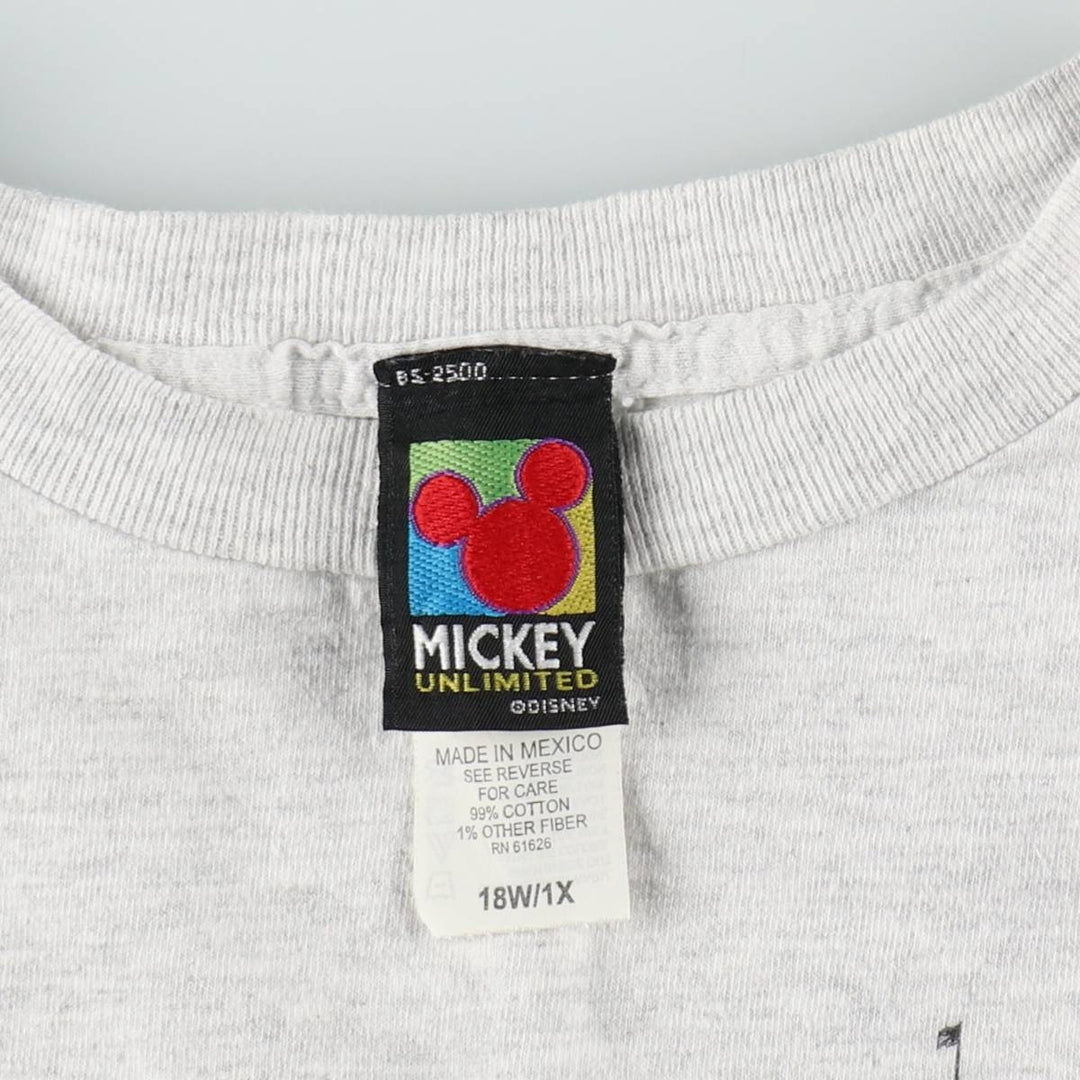 MICKEY UNLIMITED MICKEY MOUSE Mickey Mouse character print T-shirt Men's XL size cotton gray type Vintage Second Hand