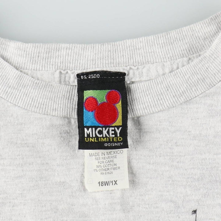MICKEY UNLIMITED MICKEY MOUSE Mickey Mouse character print T-shirt Men's XL size cotton gray type Vintage Second Hand