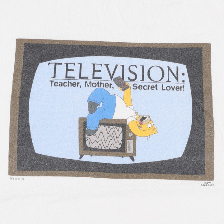 90'S THE SIMPSONS Homer character print T-shirt, men's size L equivalent, vintage. cotton white type Vintage Second Hand