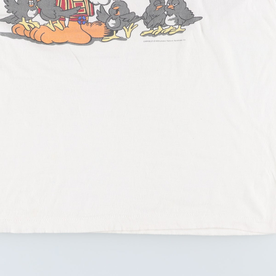 ~90'S Garfield Character Print T-Shirt, Men's Size L (Equivalent), Vintage unclear white type Vintage Second Hand