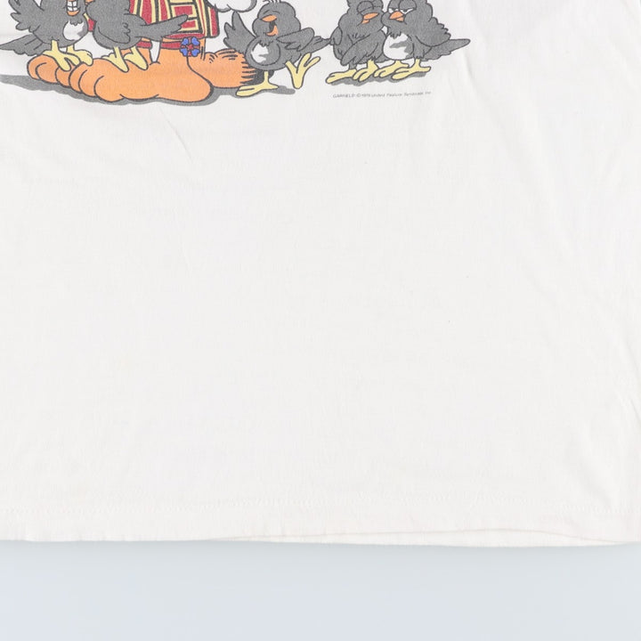 ~90'S Garfield Character Print T-Shirt, Men's Size L (Equivalent), Vintage unclear white type Vintage Second Hand