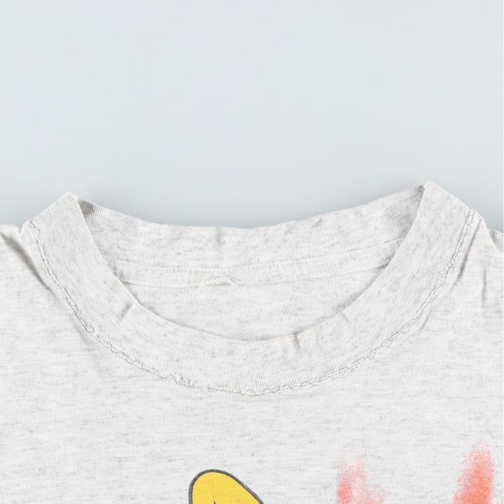 ~90'S GOOFY character print T-shirt, men's size XL equivalent, vintage unclear gray type Vintage Second Hand
