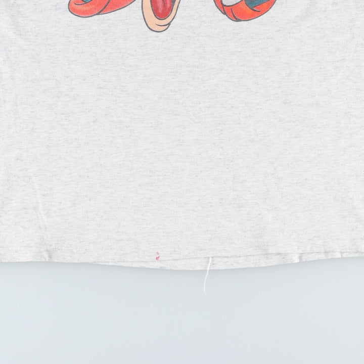 ~90'S GOOFY character print T-shirt, men's size XL equivalent, vintage unclear gray type Vintage Second Hand
