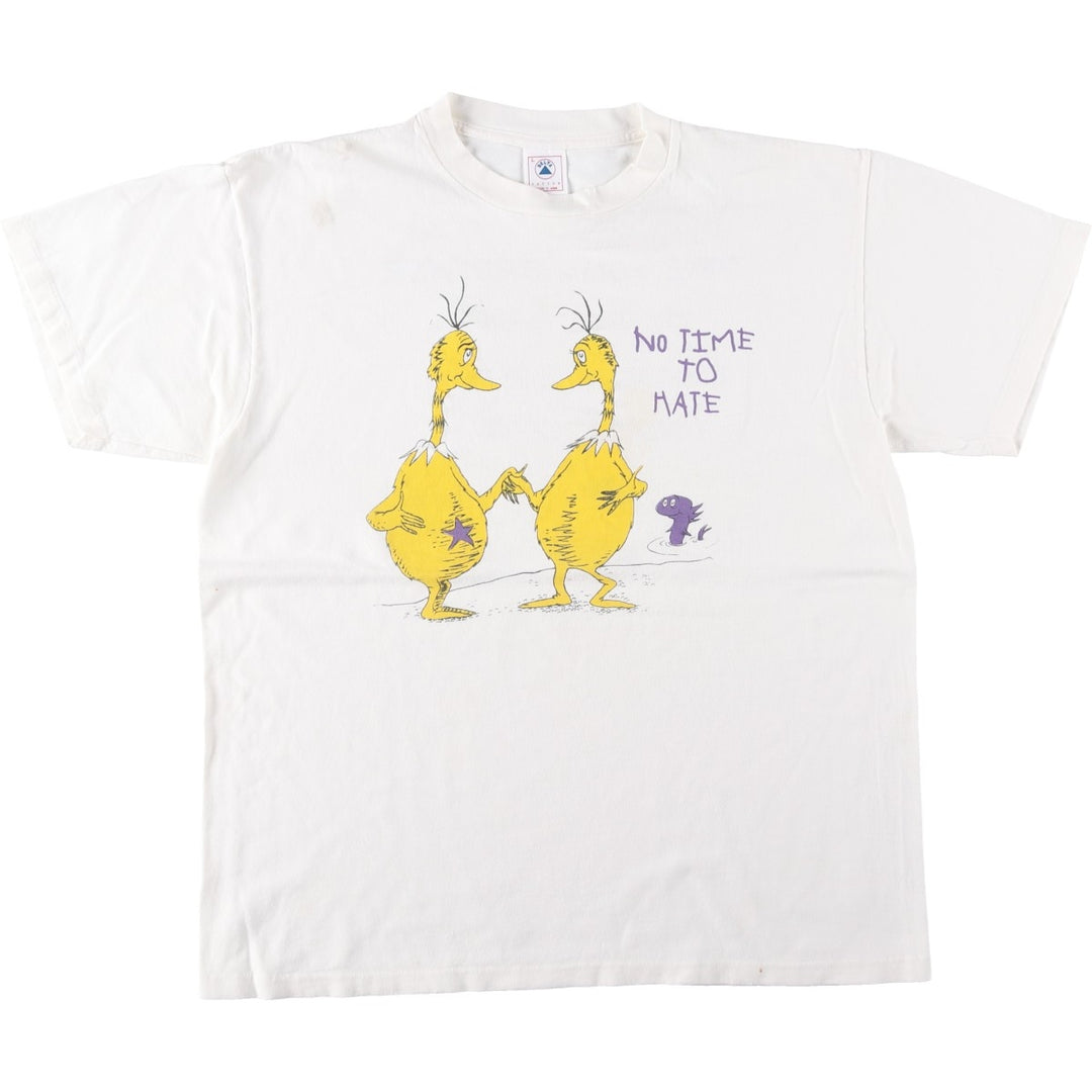 90'S Delta Dr. Seuss character print T-shirt, Made in USA, Men's size L equivalent, Vintage cotton white type Vintage Second Hand