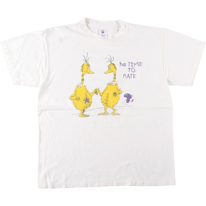 90'S Delta Dr. Seuss character print T-shirt, Made in USA, Men's size L equivalent, Vintage cotton white type Vintage Second Hand