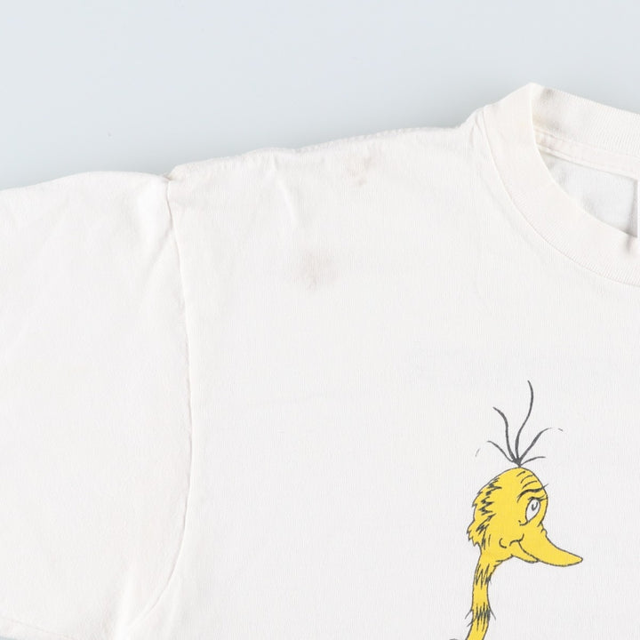 90'S Delta Dr. Seuss character print T-shirt, Made in USA, Men's size L equivalent, Vintage cotton white type Vintage Second Hand