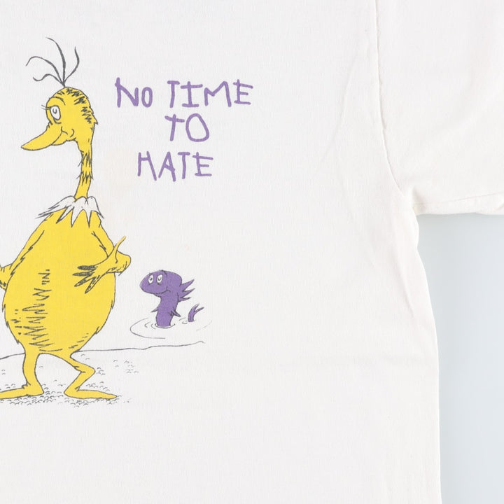 90'S Delta Dr. Seuss character print T-shirt, Made in USA, Men's size L equivalent, Vintage cotton white type Vintage Second Hand