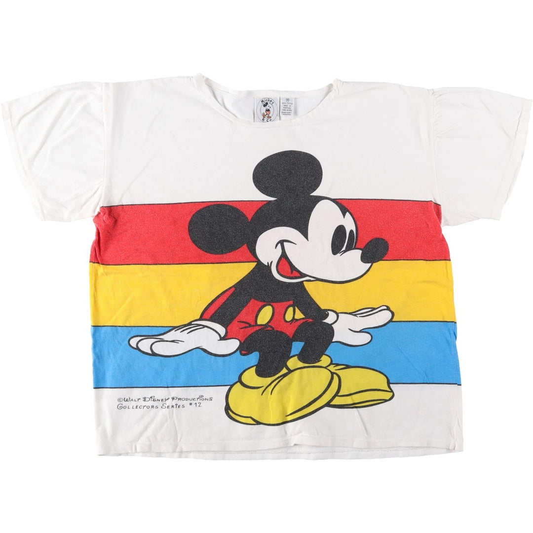 90'S Mickey & Co. MICKEY MOUSE character print T-shirt, men's size M equivalent, vintage. cotton white type Vintage Second Hand