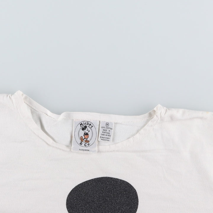 90'S Mickey & Co. MICKEY MOUSE character print T-shirt, men's size M equivalent, vintage. cotton white type Vintage Second Hand