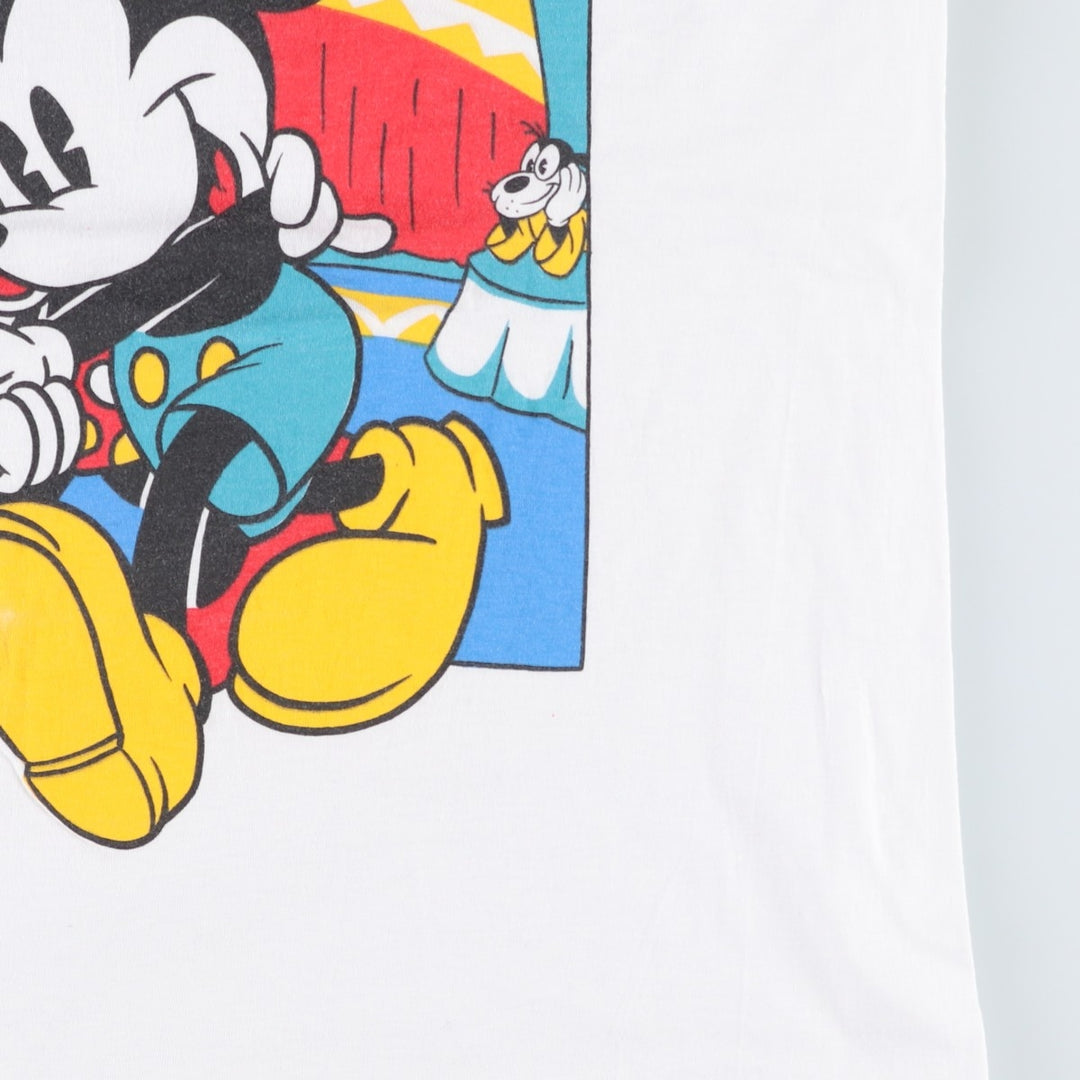 ~90'S VECTA MICKEY MOUSE Mickey Mouse Character Print T-Shirt, Men's Size L (Equivalent), Vintage cotton white type Vintage Second Hand