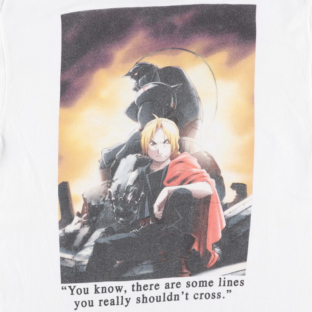FULLMETAL ALCHEMIST Anime Character Print T-Shirt Men's M Size cotton white type Vintage Second Hand